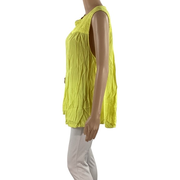 Holding Horses Anthropologie Yellow Sleeveless Button Front Tunic Top M Rayon - Picture 4 of 7
